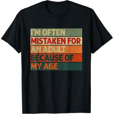 Ik word vaak aangezien voor een volwassene vanwege mijn leeftijd T-shirts Mannen Mode Print Los Oversized Streetwear Hip Hop Unisex T-shirt