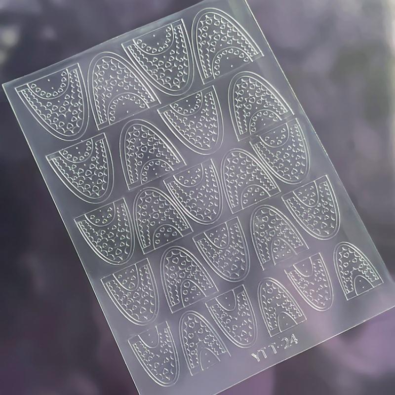 Simple Hollow French Nail Decals Transparent Spray-Painted Heart Butterfly Nail Art Stickers Fashion Manicure Decor
