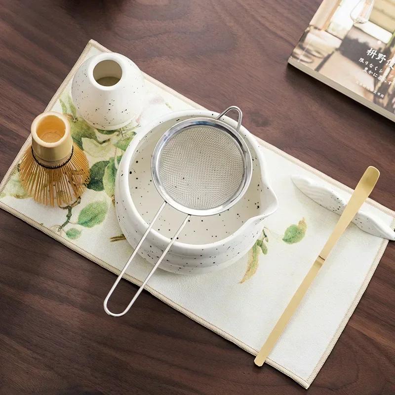 4/6/7PCS Matcha Teaware Set Bamboo Tea Brush Ceramic Tea Bowl Composition Chinese Traditional Handmade Matcha Tea Tool Set