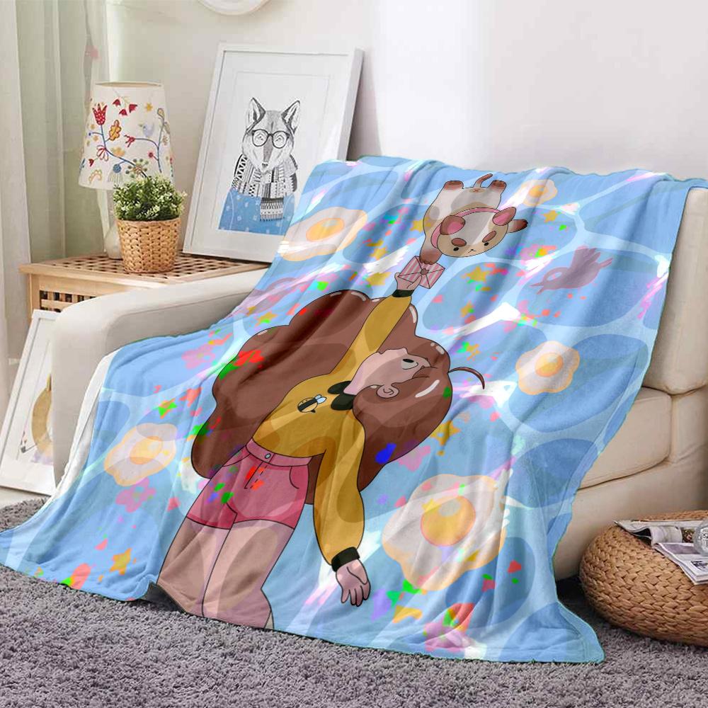 Bee and PuppyCat Flannel Blanket, High quality Comfortable for All Seasons, Home Decor, Warmth and Comfort