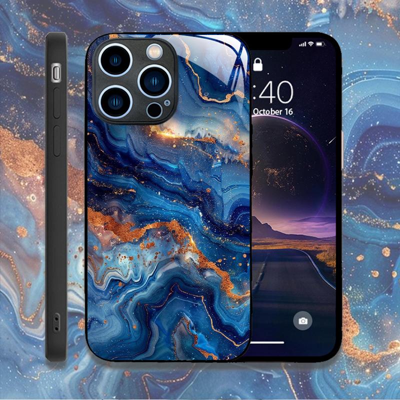 Fashion Colorful Marble Phone Case for IPhone 11 12 13 14 15 16 Pro Max Mini X XR XS 7 8Plus SE2 Shockproof Tempered Glass Cases