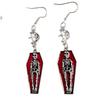 Retro Skull Coffin Skeleton Pendant Earrings for Halloween