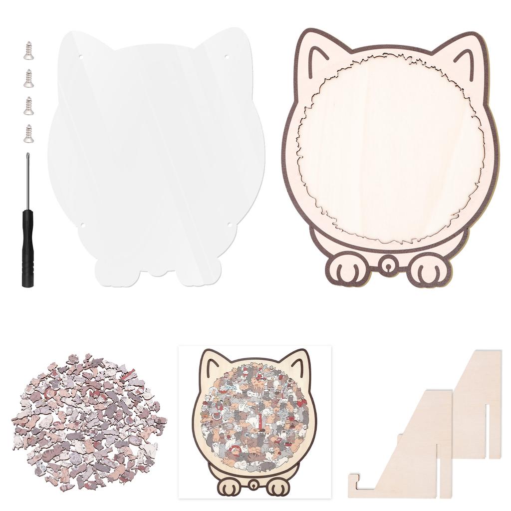 134/135 Pcs Cat Shaped Wooden Jigsaw Puzzle Unique Irregular Puzzle Cat Puzzles for Cats Lovers Home Decoration Festival Gifts