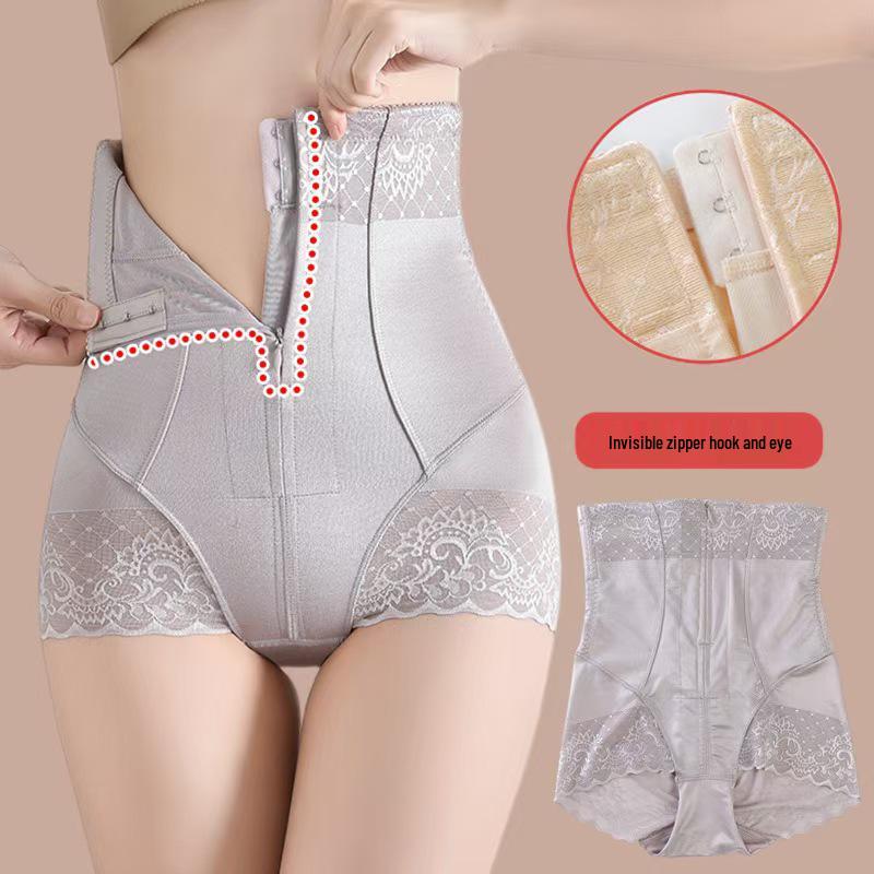 High-Waist Tummy Control Body Shaping Pants with Zipper - Postpartum Slimming and Hip-Lifting Waist Cincher for Plus Size Women, Anti-Roll Edge