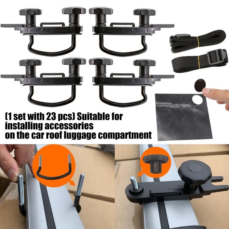 Conjunto de Ferragens de Montagem de Rack de Teto com 23 Peças, com Gaxetas de Borracha e Placas de Suporte para Proteção do Veículo e Design Antivibração