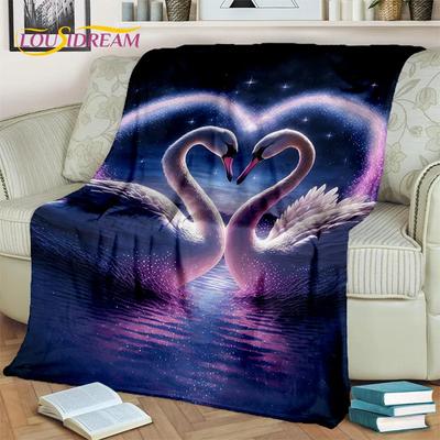 3D Dream Love Swan Cartoon Cygnus Girl Gift Blanket,Soft Throw Blanket for Home Bedroom Bed Sofa Picnic Travel Cover Blanket Kid