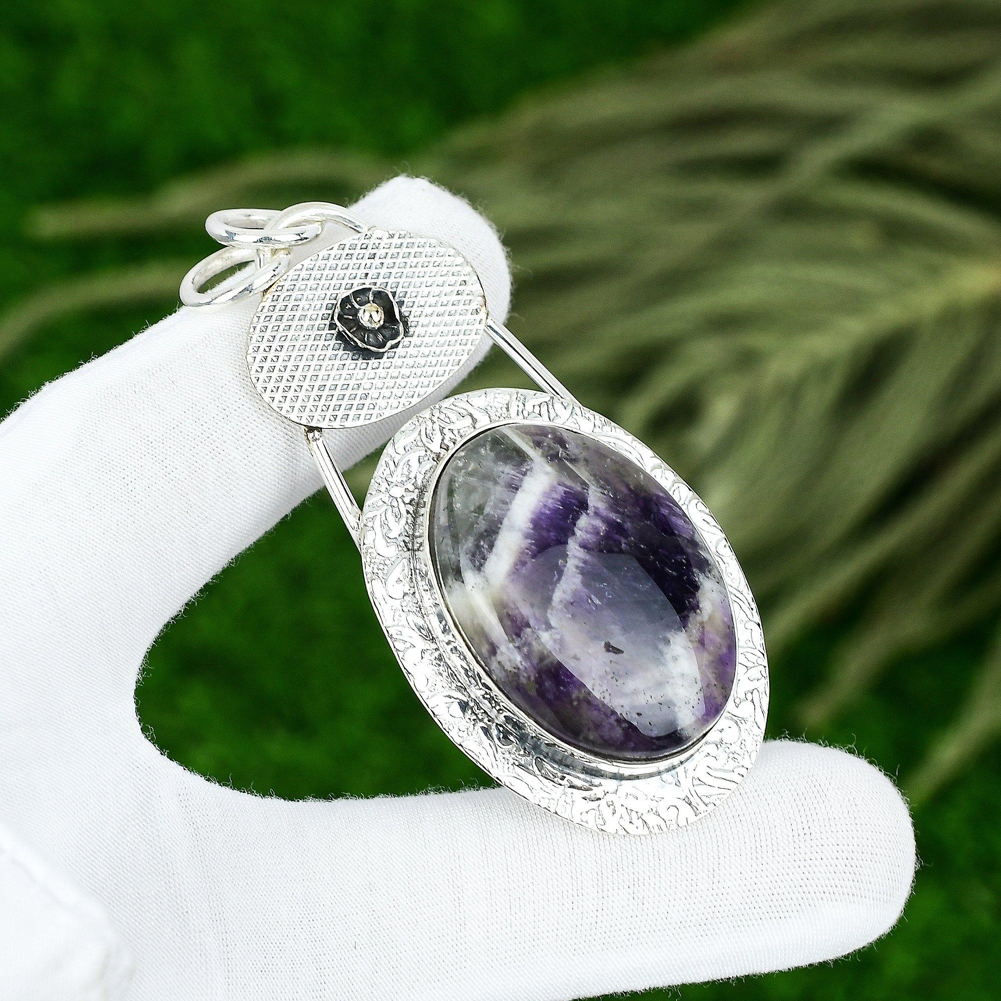 

Распродажа ко Дню матери Ювелирное изделие из стерлингового серебра 925 пробы с подвеской в стиле бохо с камнем шевронный аметист