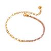 Adjustable Pink Rhinestone Bracelet Tarnish-free Personality Stacking Wrist Chain High-end Aesthetic Stainless Steel