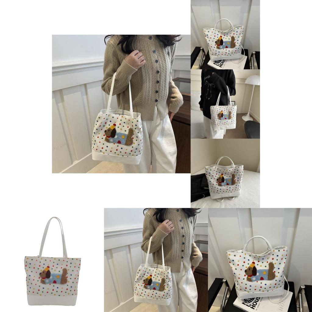 Trendy White Pu Tote Bag For Women Spacious Vintage Crossbody Handbag