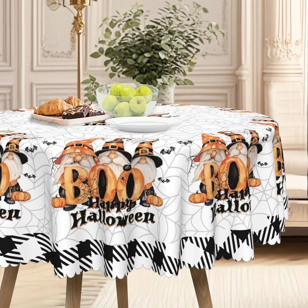 Halloween Dwarf Polyester Tablecloth Spider Web Pattern, Washable, Suitable For Home And Restaurant Decoration