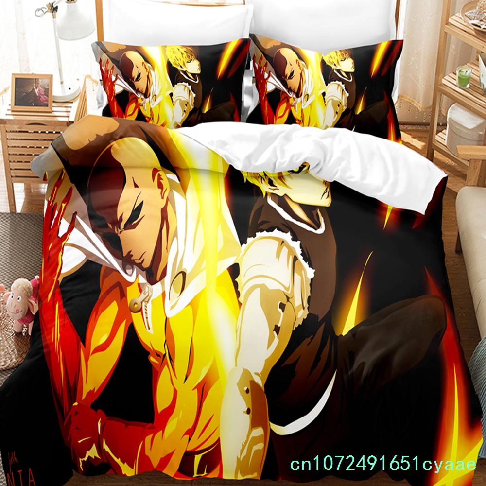 אנימה One-Punch Man סאיטמה סט מצעים בנים בנות מידה תאומים קווין כיסוי שמיכה ציפית לציפית מיטה ילדים מבוגרים טקסטיל לביתextile