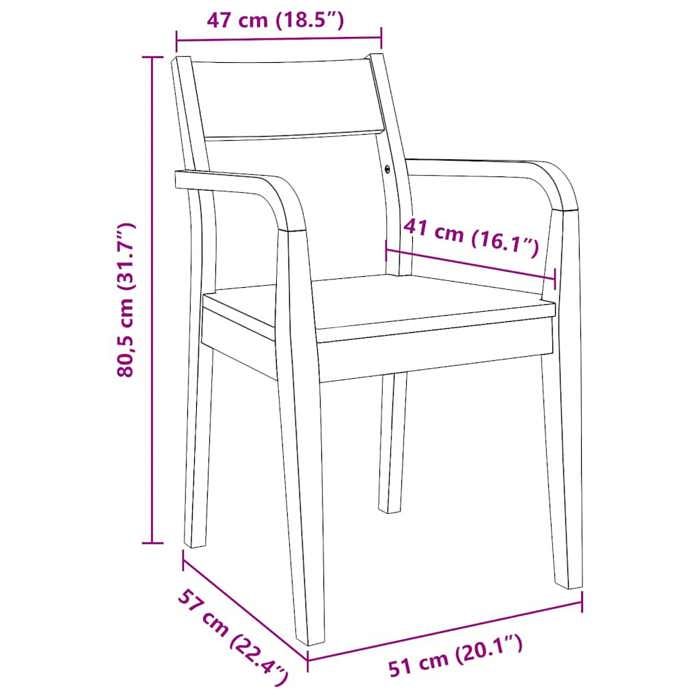 VidaXL Chaises à manger 2 pcs bois massif naturel caoutchouc, chaise à dîner, chaise, chaise de salon, chaises à dîner, 4102510