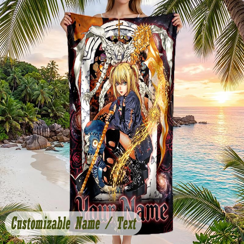 Death Note Beach Towel, Personalized Custom Name Text, Quick Dry Large Absorbent Towel For Beach Pool