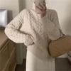 Retro twist turtleneck pullover bottoming sweater women's autumn and winter new soft waxy loose lazy knitted sweater top