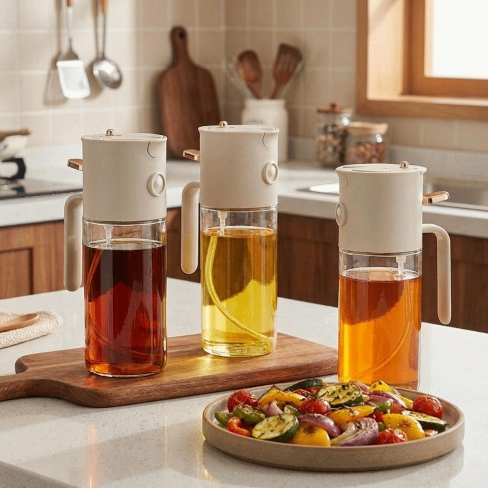 Glass 2-in-1 Oil Sprayer 580 ML Oil Dispenser Practical Dual-Purpose Oil Bottle  Barbecue Cooking