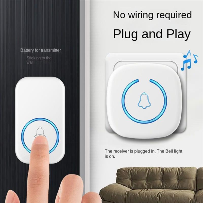 B03B-Wireless Doorbell Intelligent Welcome Door Bell 300M 60 Songs Melodies Home Smart Doorbell