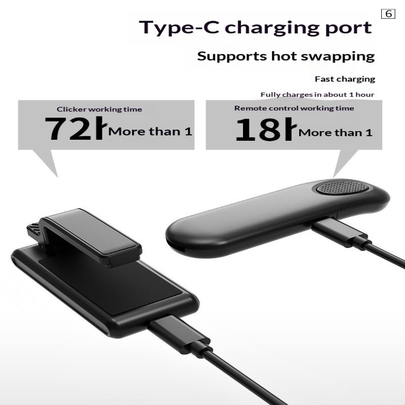 Lightweight Wireless Page Turner Clicker 120mAh Rechargeable Remote for Student Presentation Home Reading Video Control