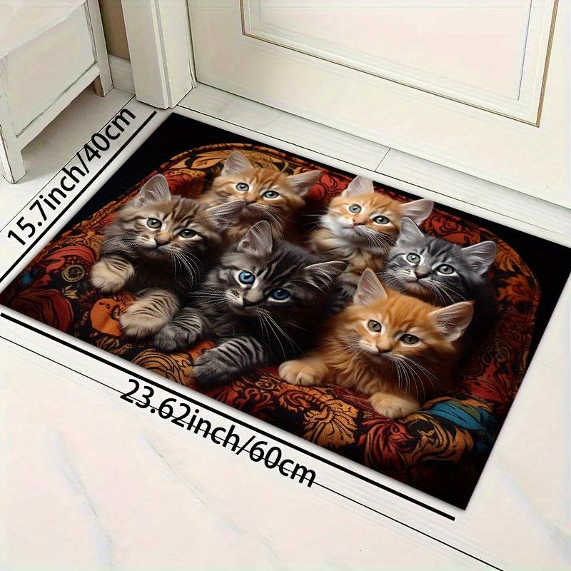 1Pcs Anti Fatigue Kitchen Rugs,Cute Cat Print Waterproof Non-Slip Thick Cushioned Kitchen Mat Heavy Duty Comfort Standing Mat for Kitchen KTJ