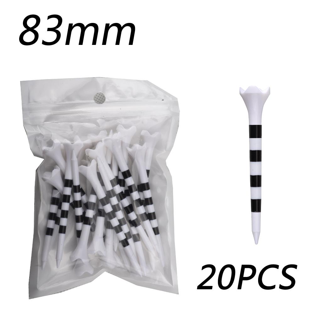 20pcs/Bag Plastic Golf Tee With Red/Black/Blue/Pink/Green Stripe Marking, Durable, Golf Supplies