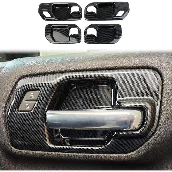 Carbon Fiber Inner Door Handle Bowl Cover Trim for 2019-2026 Chevy Silverado 1500/GMC Sierra 1500 for 2020-2026 Sierra/Silverado 2500 3500 HD