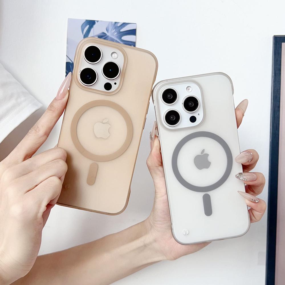 Frameless Magnetic For Magsafe Slim Case For iPhone 17 16 11 12 13 14 15 Pro Max Matte Translucent Borderless Protective \'p[