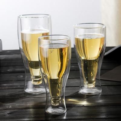 High Borosilicate Double-layer Glass Beer Cup Creative Flip Draft Beer Cup Household Beverage Glass Double-layer Glass