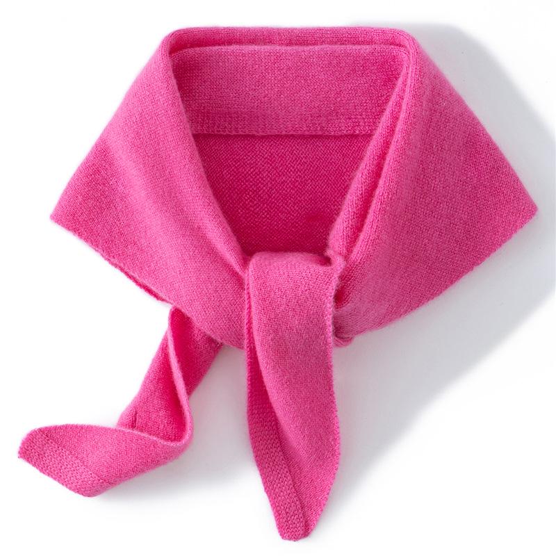 100% Pure Cashmere Women's Triangle Scarf - Solid Color, Autumn/Winter Versatile Knit Warmth