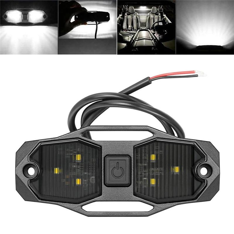 

White LED For UTV Dome Light Roll Cage Utility Light W/Switch Roll Bar Mount For Polaris For Can-Am For RZR 4WD чёрный