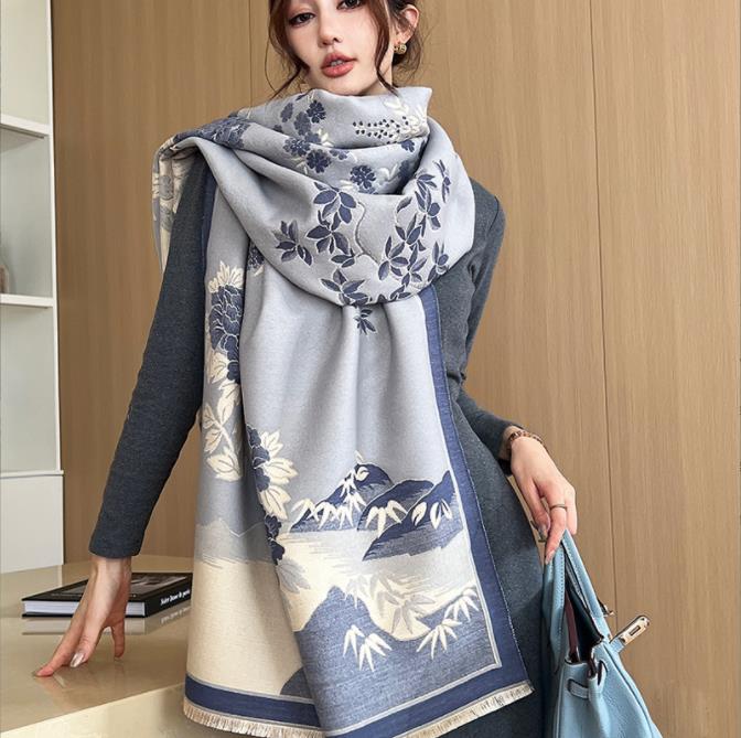 New Arrival Women'S Scarl Thickening Warm Pashmina Cashmere Scarf Female Autumn Winter Soft Scarf Shawl Multipurpose Blanket