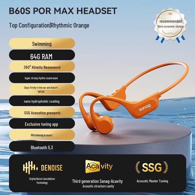 

SANAG B60 Bone Conduction Bluetooth Headphones