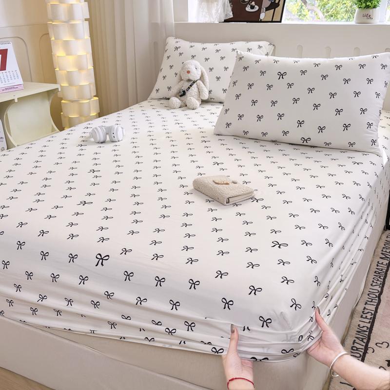 1pc Washed Cotton Bed Sheets with Elastic Single/Queen/King Cartoon Style Fitted Bed Sheet sabanas matrimoniales Sheets for Bed