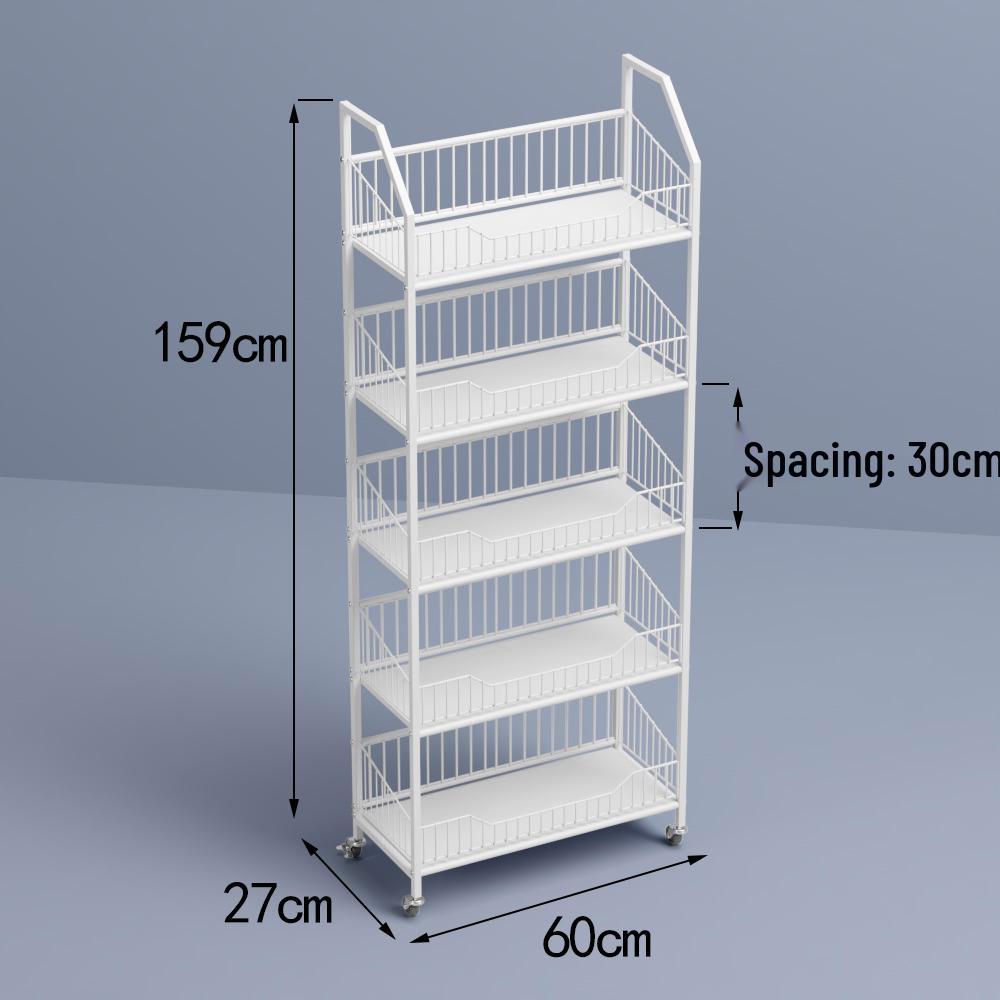Freestanding Multilayer Snack & Beverage Display Rack for Convenience and Home Use