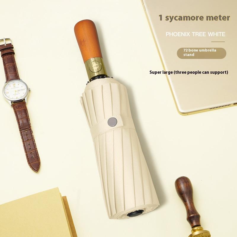 1PCS Large Fully Automatic Reinforced 72 bone wood handle automatic Sun UV Protection Windproof Strong Umbrella Iron&12K