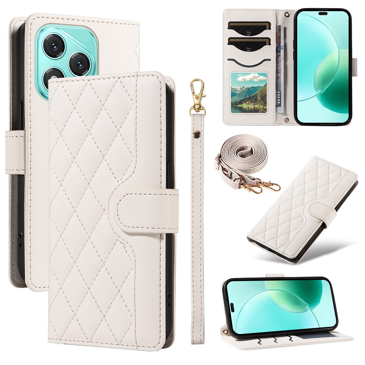 

For Honor 400 Lite 5G Wallet Case Rhombus Leather Phone Cover with Strap H