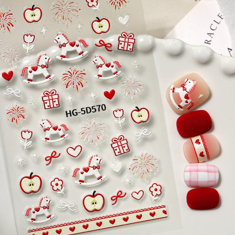 Cute Cartoon Colorful Stylish Horse Nail Art Sticker Self Adhesive Manicure Decal Nail Sticker Manicure Decoration For Girls