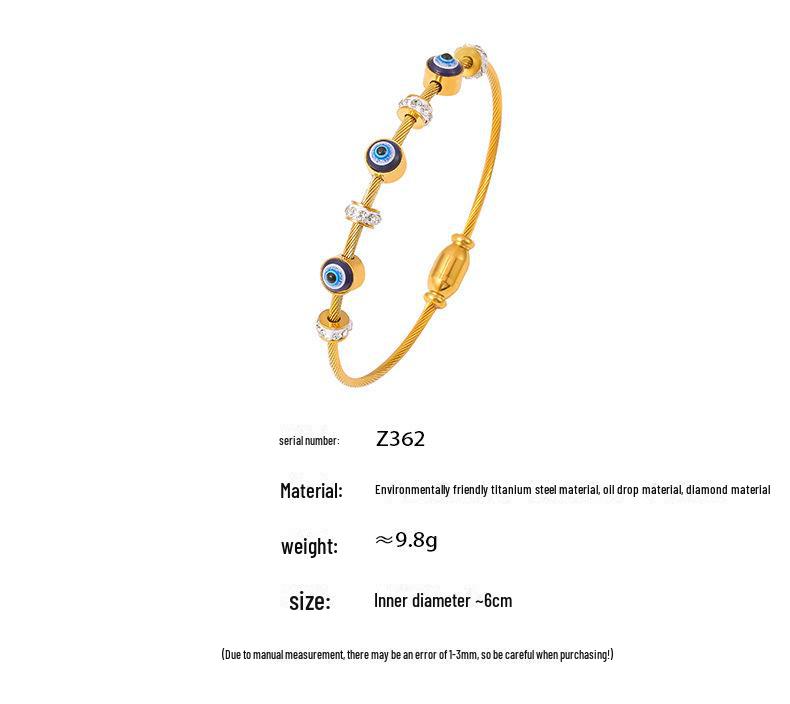 18K Gold-Plated Titanium Steel Evil Eye Diamond Bracelet
