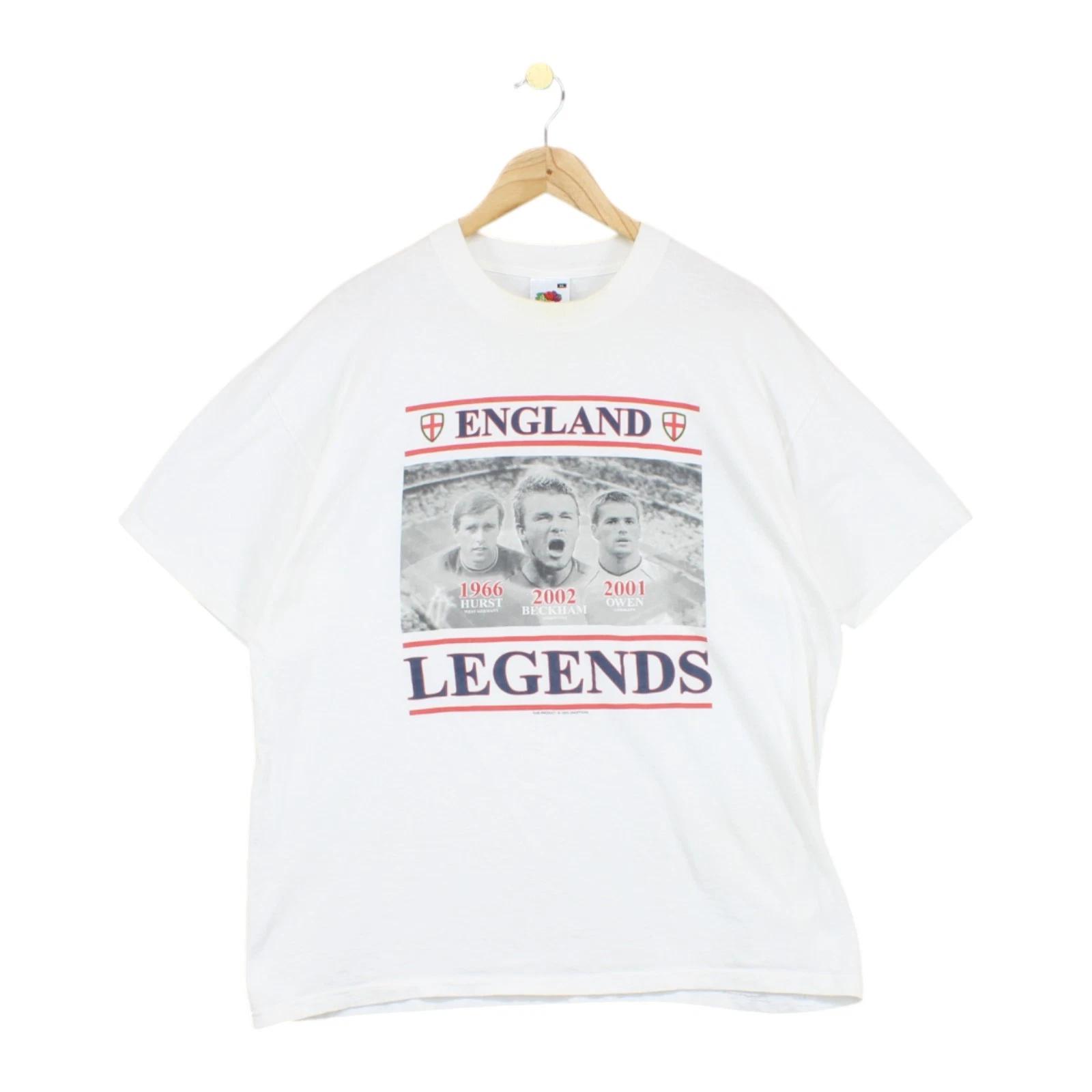

Vintage England Graphic T-Shirt Mens Size XL White Legends David Beckham Owen 3XL