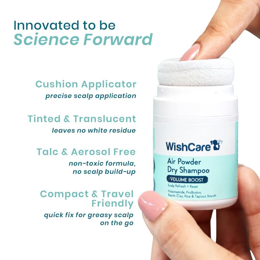 WishCare Air Powder Dry Shampoo 10gm Pack for Oily Hair Scalp Volume Boost Refresh Reset