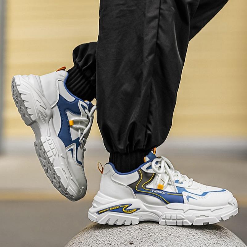 Men Thick Sole Non Slip Running Sneakers, Student Daily Athletic Sports Shoes