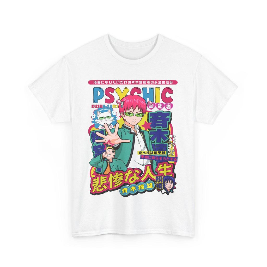 Anime The Disastrous Life of Saiki K Printed Short Sleeve Fashion T-Shirt Saiki Kusuo Harajuku Hip Hop Casual Tee Vintage Shirts