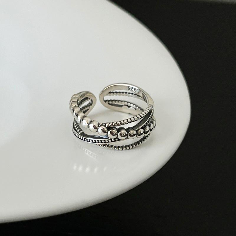 PANJBJ 925 Sterling Silver Texture Ring For Women Hollow Out Minimalism Vintage Jewelry Gift Dropshipping