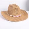 Popular Hollow Woven Western Denim Straw Hat Men's and Women's Summer Sunscreen Sunshade Wide-brimmed Beach Hat