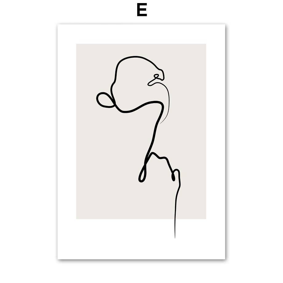 Wall Art Canvas Painting Modern Abstract Line Face Minimalist Nordic Posters And Prints Wall Pictures For Living Room Decoration