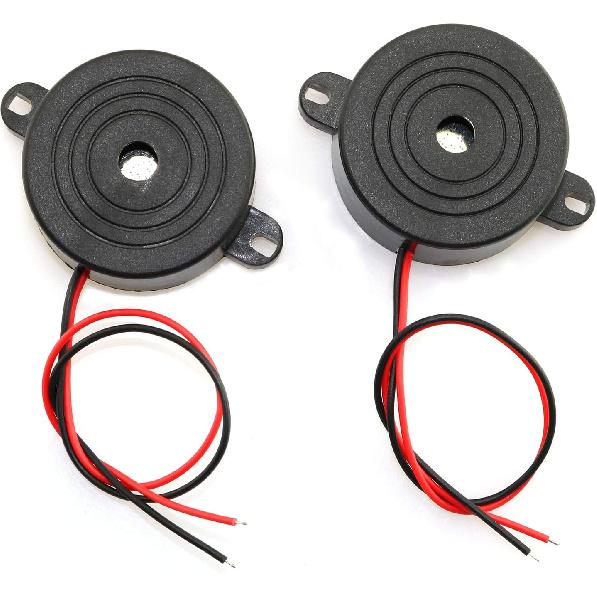 2-Pack DC 3-24V 85 dB Active Piezo Buzzer Piezoelectric Sound Beeper Continous Sound Car Accessries Black
