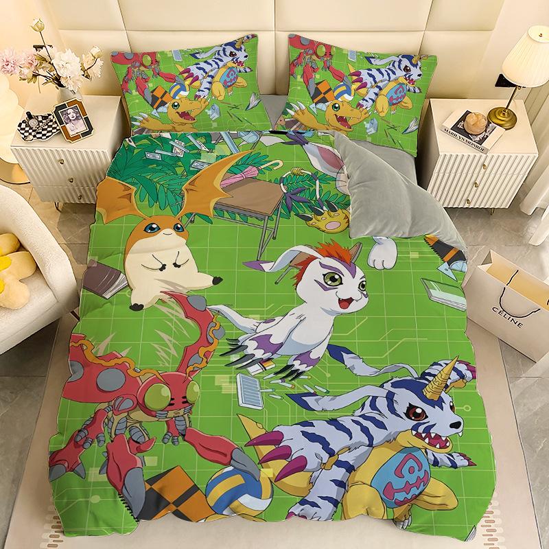 Gamer Digital-monsters Beding Set Digimon Soft with Soft Fabric Duvet Cover Plus Pilowcases Unfiled Single Double Bed Children Young Gift