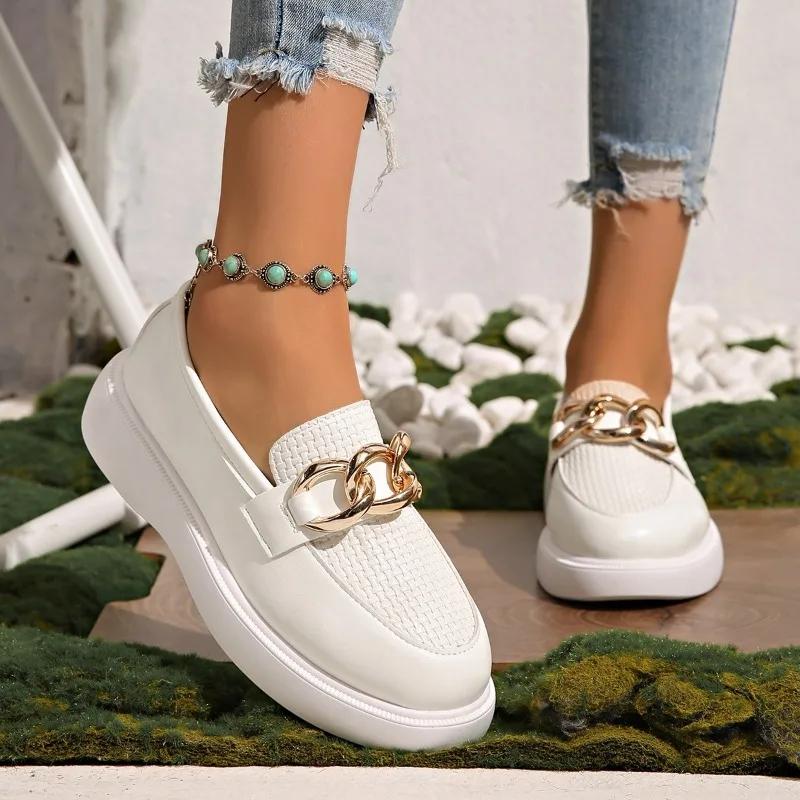 Fashion 2025 New Ladies Shoes Slip-on Women's High Heels Fashion Metal Decoration Casual Hot Sale Plus Size Best Seller Shoes for Women