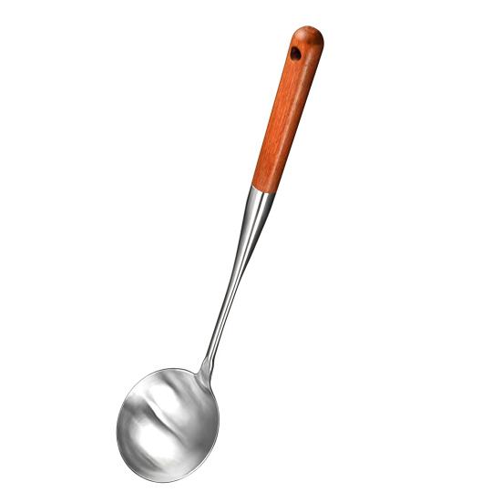 

Stainless Steel Ladle Strainer Scoop with Wooden Handle Frying Skimmer Kitchen Spatula Cooking Utensil for Noodles Pasta Vegetable B