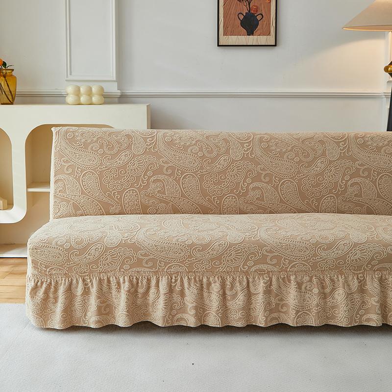 Armless Futon Cover Stretch Sofa Bed Slipcover Protector Elastic Feature Rich Textured High Spandex Small Checks Jacquard