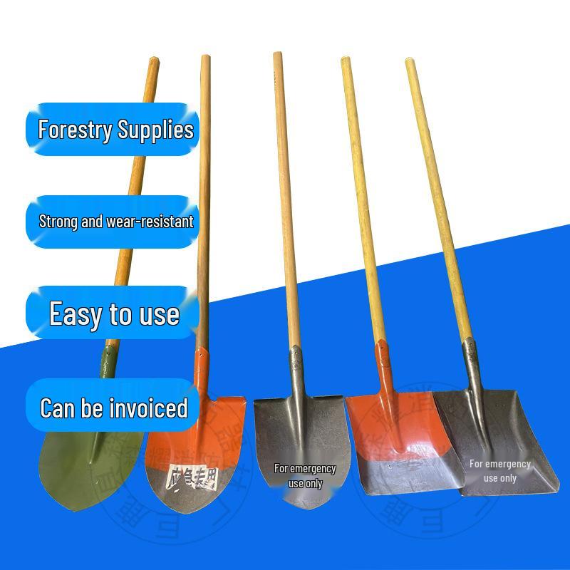 Farm Shovel Set: Pointed, Square, Coal, Flat & Round Heads, Quenched Manganese Steel, Small/Shovel Head, Iron Handle & Hoe for Digging & Trenching.