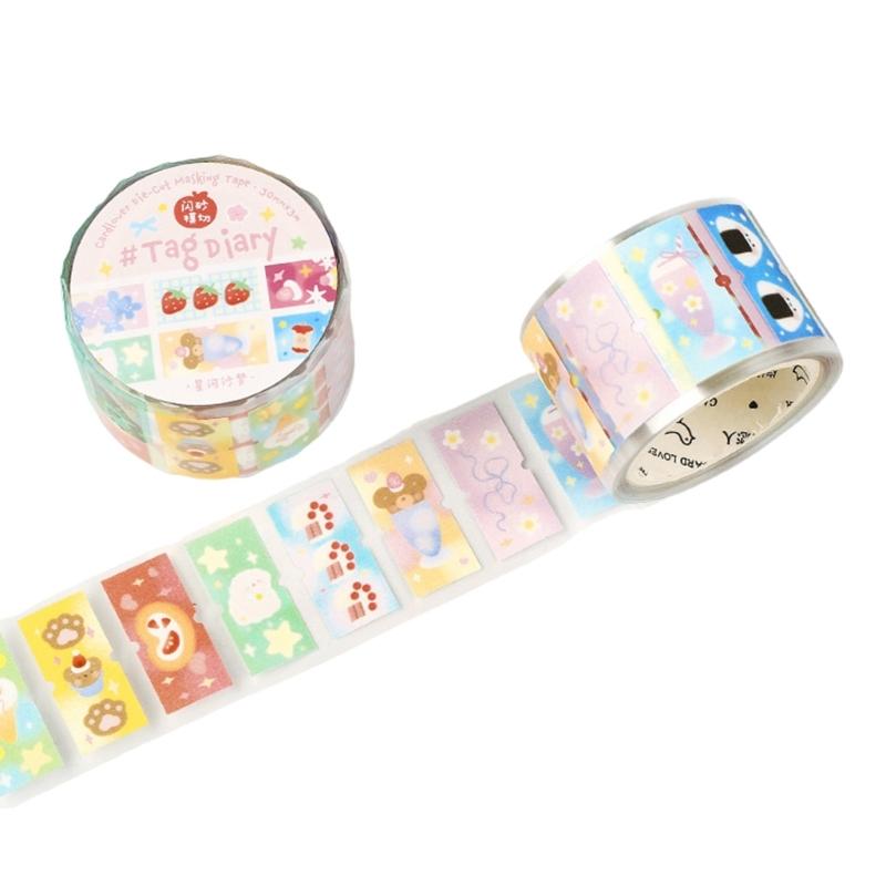 

Scrapbooking Decorative Tape Glittering Cutout Cartoon Tape For Scrapbooking Journal Water Bottle Phone Case Wrapping